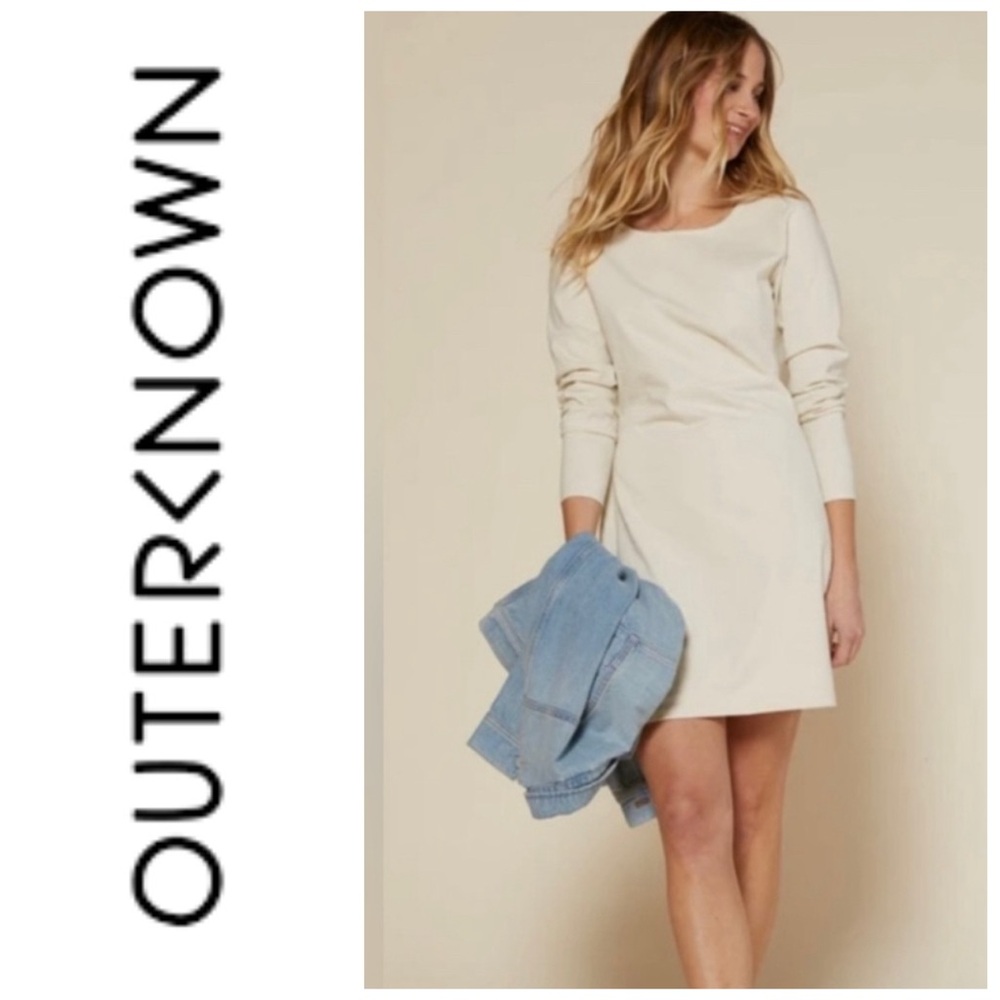 Outerknown 100% cotton boatneck long sleeve mini dress